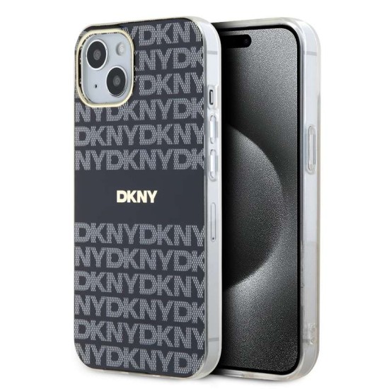 Husa DKNY PC/TPU Repeat Pattern Tonal Stripe Magsafe pentru iPhone 14, Black (Bakr, DKHMP14SHRHSEK) by www.silkase.ro