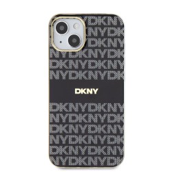Husă MagSafe DKNY Repeat Pattern Tonal Stripe pentru iPhone 15, Black