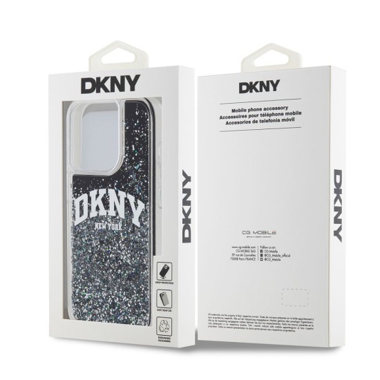 Husa DKNY Liquid Glitter Arch Logo pentru iPhone 15 Pro, Black (Bakr, DKHCP15LLBNAEK) by www.silkase.ro