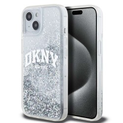 Husă de Protecție DKNY Liquid Glitter Arch Logo pentru iPhone 15, Transparentă
