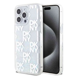 Husa DKNY Liquid Glitter Checkered Pattern pentru iPhone 15 Pro Max, Transparenta