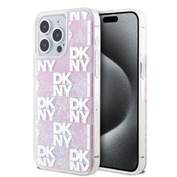 Husa DKNY Liquid Glitter Checkered Pattern pentru iPhone 15 Pro Max, Pink