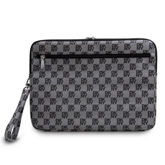 Husă Laptop DKNY din Piele PU, Model Carouri și Dungă, 13/14", Negru (Bakr, DKCS14PVSHLK) by www.silkase.ro