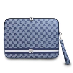 Husă Laptop DKNY din Piele Eco, Pattern în Carouri și Dungi, 13/14", Albastru