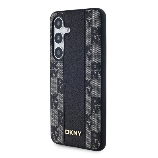 Husa DKNY PU Leather Checkered Pattern Magsafe pentru Samsung Galaxy S24+, Black (Bakr, DKHMS24MPCPVSLK) by www.silkase.ro