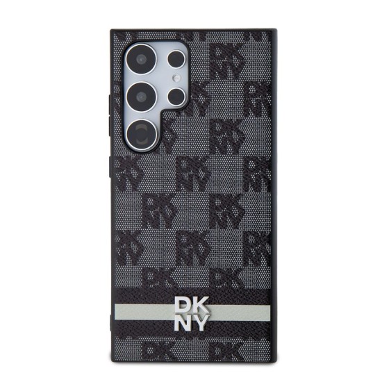 Husă DKNY pentru Samsung Galaxy S24 Ultra, PU Leather, Checkered Pattern and Stripe, Black (Bakr, DKHCS24LPCPTSSK) by www.silkase.ro