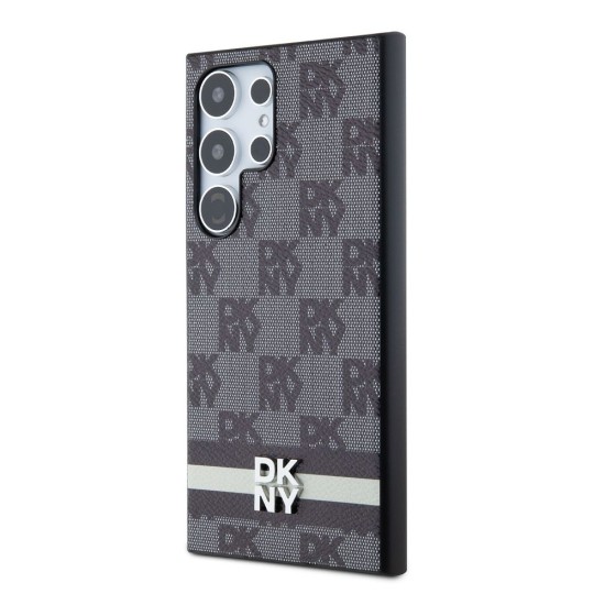 Husă DKNY pentru Samsung Galaxy S24 Ultra, PU Leather, Checkered Pattern and Stripe, Black (Bakr, DKHCS24LPCPTSSK) by www.silkase.ro