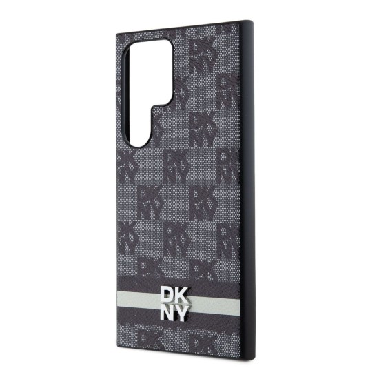 Husă DKNY pentru Samsung Galaxy S24 Ultra, PU Leather, Checkered Pattern and Stripe, Black (Bakr, DKHCS24LPCPTSSK) by www.silkase.ro