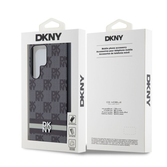 Husă DKNY pentru Samsung Galaxy S24 Ultra, PU Leather, Checkered Pattern and Stripe, Black (Bakr, DKHCS24LPCPTSSK) by www.silkase.ro