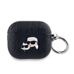 Husa Karl Lagerfeld PU Embossed Karl and Choupette Heads pentru AirPods 3, Neagra