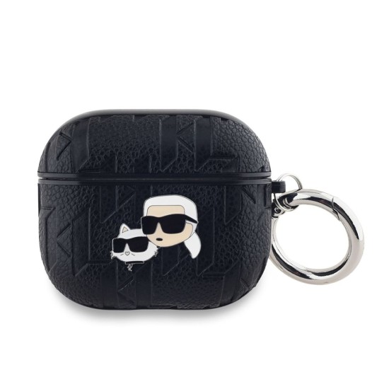Husa Karl Lagerfeld PU Embossed Karl and Choupette Heads pentru AirPods 3, Neagra (Bakr, KLA3PGKCPK) by www.silkase.ro