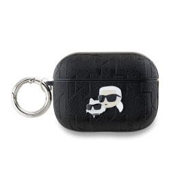 Husa Karl Lagerfeld PU Embossed Karl and Choupette Heads pentru AirPods Pro 2, Neagra