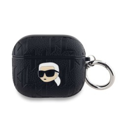 Husa Karl Lagerfeld PU Embossed Karl Head pentru AirPods 3, Neagra