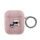 Husa Karl Lagerfeld PU Embossed Karl and Choupette Heads pentru AirPods 1 / 2, Roz (Bakr, KLA2PGKCPP) by www.silkase.ro