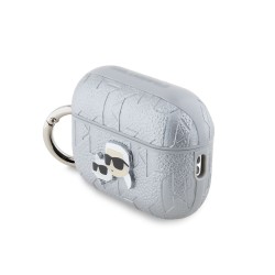 Husa Karl Lagerfeld PU Embossed Karl and Choupette Heads pentru AirPods Pro 2, Argintie Husa Karl Lagerfeld PU Embossed Karl and Choupette Heads pentru AirPods Pro 2, Argintie