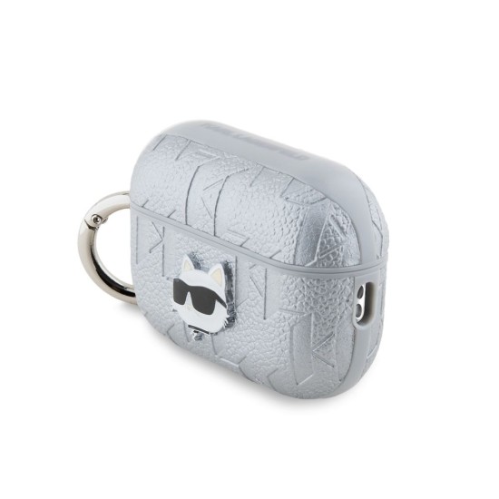 Husa Karl Lagerfeld PU Embossed Choupette Head pentru AirPods Pro 2, Argintie (Bakr, KLAP2PGCHPS) by www.silkase.ro