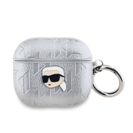 Husa Karl Lagerfeld PU Embossed Karl Head pentru AirPods 3, Argintie Husa Karl Lagerfeld PU Embossed Karl Head pentru AirPods 3, Argintie (Bakr, KLA3PGKIPS) by www.silkase.ro