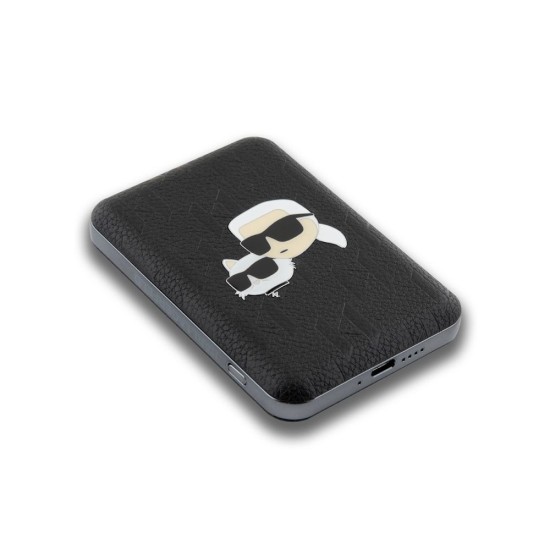 Baterie Externă Karl Lagerfeld Embossed K&CH Heads MagSafe 5000mAh, Neagra (Bakr, KLPB5FPGKSKCHK) by www.silkase.ro