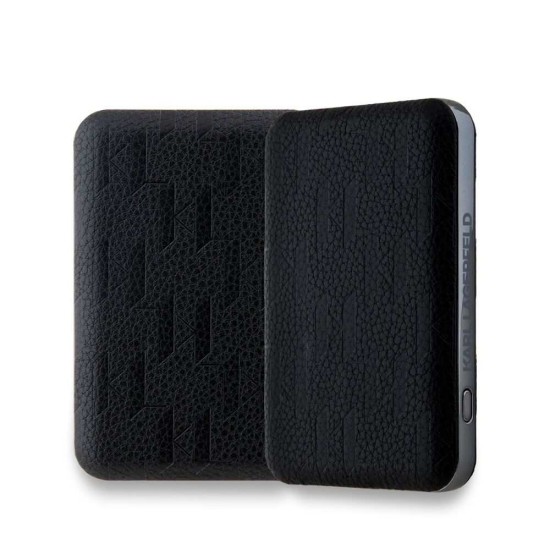 Baterie Externă Karl Lagerfeld Embossed K&CH Heads MagSafe 5000mAh, Neagra (Bakr, KLPB5FPGKSKCHK) by www.silkase.ro
