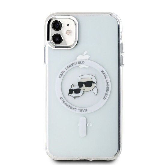 Husa Karl Lagerfeld IML K&CH Heads Metal Frame MagSafe pentru iPhone 11, Transparenta (Bakr, KLHMN61HLSKCH) by www.silkase.ro