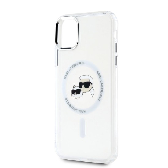 Husa Karl Lagerfeld IML K&CH Heads Metal Frame MagSafe pentru iPhone 11, Transparenta (Bakr, KLHMN61HLSKCH) by www.silkase.ro