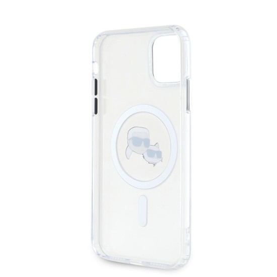 Husa Karl Lagerfeld IML K&CH Heads Metal Frame MagSafe pentru iPhone 11, Transparenta (Bakr, KLHMN61HLSKCH) by www.silkase.ro