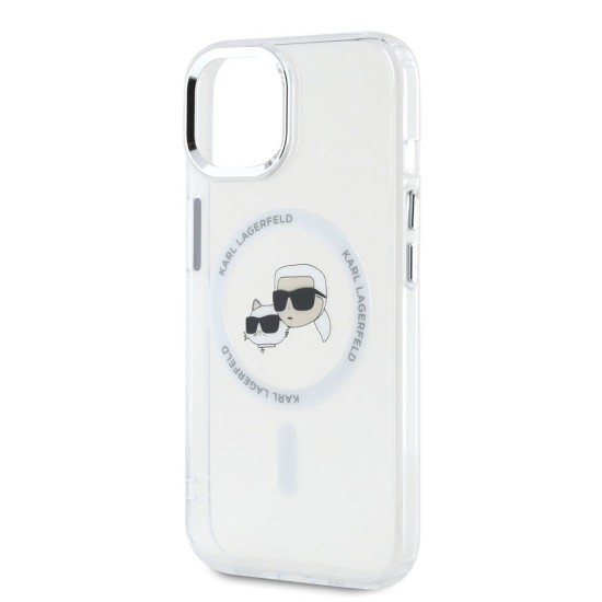 Husa Karl Lagerfeld IML K&CH Heads Metal Frame MagSafe pentru iPhone 14, Transparenta (Bakr, KLHMP14SHLSKCH) by www.silkase.ro