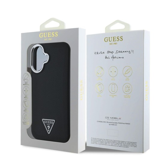 Husa Guess PU Grained Triangle Logo pentru iPhone 16, Neagra Husa Guess PU Grained Triangle Logo pentru iPhone 16, Neagra (Bakr, GUHMP16SPGTSPSK) by www.silkase.ro