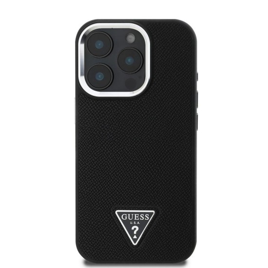 Husa Guess PU Grained Triangle Logo pentru iPhone 16 Pro, Neagra Husa Guess PU Grained Triangle Logo pentru iPhone 16 Pro, Neagra (Bakr, GUHMP16LPGTSPSK) by www.silkase.ro