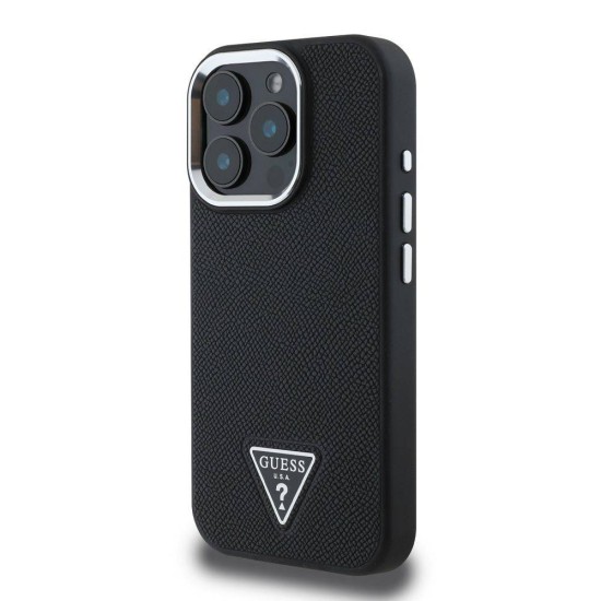 Husa Guess PU Grained Triangle Logo pentru iPhone 16 Pro, Neagra Husa Guess PU Grained Triangle Logo pentru iPhone 16 Pro, Neagra (Bakr, GUHMP16LPGTSPSK) by www.silkase.ro