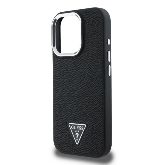 Husa Guess PU Grained Triangle Logo pentru iPhone 16 Pro, Neagra Husa Guess PU Grained Triangle Logo pentru iPhone 16 Pro, Neagra (Bakr, GUHMP16LPGTSPSK) by www.silkase.ro