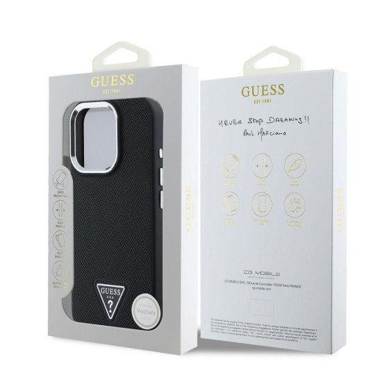 Husa Guess PU Grained Triangle Logo pentru iPhone 16 Pro, Neagra Husa Guess PU Grained Triangle Logo pentru iPhone 16 Pro, Neagra (Bakr, GUHMP16LPGTSPSK) by www.silkase.ro