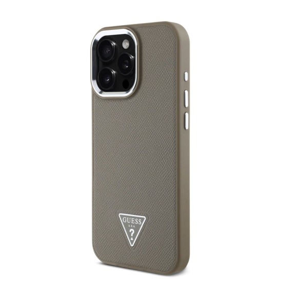 Husa Guess PU Grained Triangle Logo pentru iPhone 16 Pro Max, Maro Husa Guess PU Grained Triangle Logo pentru iPhone 16 Pro Max, Maro (Bakr, GUHMP16XPGTSPSW) by www.silkase.ro