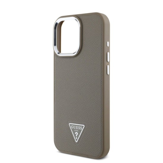 Husa Guess PU Grained Triangle Logo pentru iPhone 16 Pro Max, Maro Husa Guess PU Grained Triangle Logo pentru iPhone 16 Pro Max, Maro (Bakr, GUHMP16XPGTSPSW) by www.silkase.ro