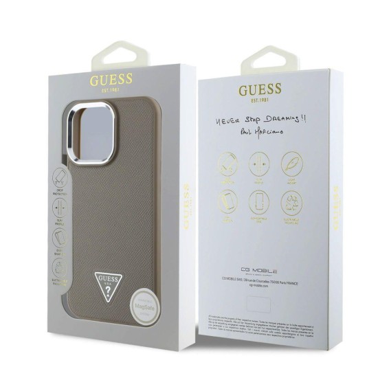 Husa Guess PU Grained Triangle Logo pentru iPhone 16 Pro Max, Maro Husa Guess PU Grained Triangle Logo pentru iPhone 16 Pro Max, Maro (Bakr, GUHMP16XPGTSPSW) by www.silkase.ro