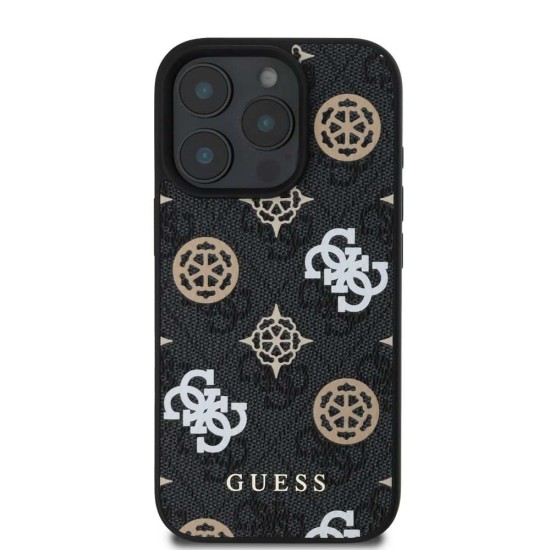 Husa Guess PU 4G Peony MagSafe pentru iPhone 16 Pro Max, Neagra (Bakr, GUHMP16XP4PWPK) by www.silkase.ro