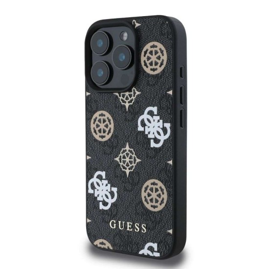 Husa Guess PU 4G Peony MagSafe pentru iPhone 16 Pro Max, Neagra (Bakr, GUHMP16XP4PWPK) by www.silkase.ro
