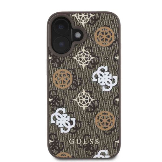 Husa Guess PU 4G Peony MagSafe pentru iPhone 16, Maro (Bakr, GUHMP16SP4PWPW) by www.silkase.ro