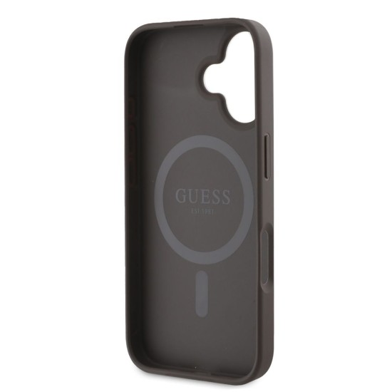 Husa Guess PU 4G Peony MagSafe pentru iPhone 16, Maro (Bakr, GUHMP16SP4PWPW) by www.silkase.ro