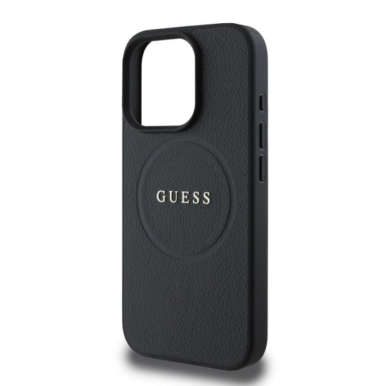 Husa Guess PU Grained Classic Logo MagSafe pentru iPhone 16 Pro, Black (Bakr, GUHMP16LPGHSMMK) by www.silkase.ro