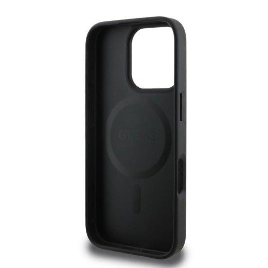 Husa Guess PU Grained Classic Logo MagSafe pentru iPhone 16 Pro, Black (Bakr, GUHMP16LPGHSMMK) by www.silkase.ro