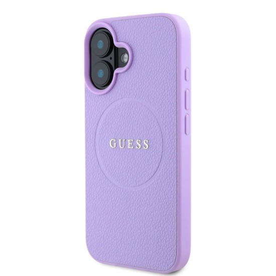 Husa Guess PU Grained Classic Logo MagSafe pentru iPhone 16, Mov (Bakr, GUHMP16SPGHSMMU) by www.silkase.ro