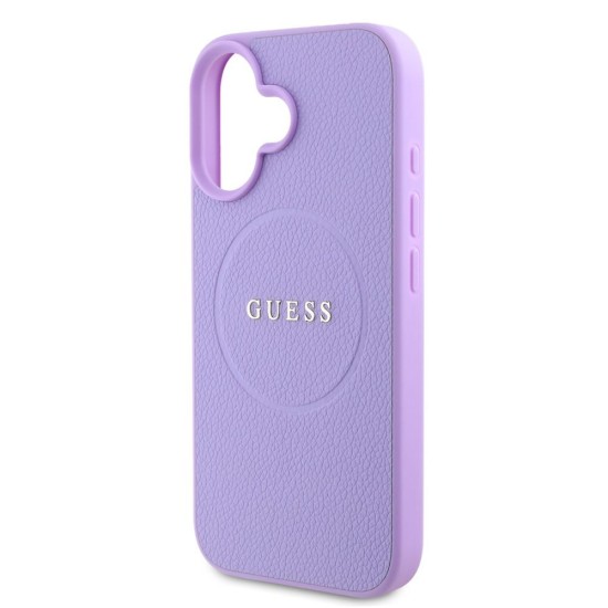 Husa Guess PU Grained Classic Logo MagSafe pentru iPhone 16, Mov (Bakr, GUHMP16SPGHSMMU) by www.silkase.ro
