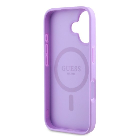 Husa Guess PU Grained Classic Logo MagSafe pentru iPhone 16, Mov (Bakr, GUHMP16SPGHSMMU) by www.silkase.ro