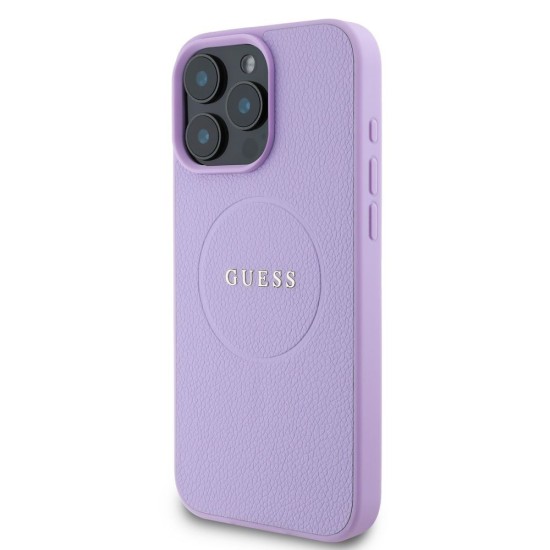 Husa Guess PU Grained Classic Logo MagSafe pentru iPhone 16 Pro Max, Mov (Bakr, GUHMP16XPGHSMMU) by www.silkase.ro