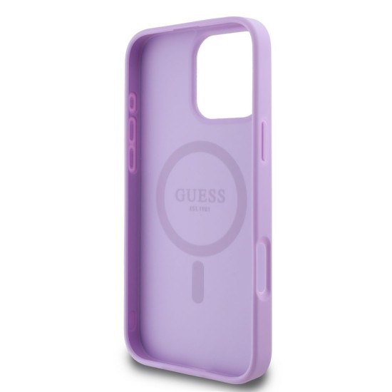 Husa Guess PU Grained Classic Logo MagSafe pentru iPhone 16 Pro Max, Mov (Bakr, GUHMP16XPGHSMMU) by www.silkase.ro