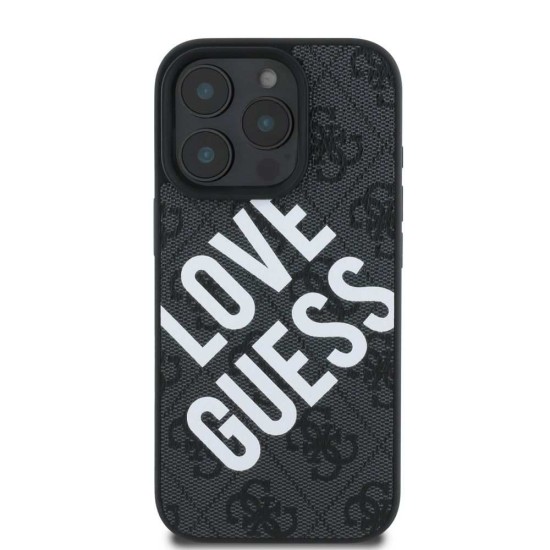 Husa Guess PU Leather 4G Big Love Logo MagSafe pentru iPhone 16 Pro, Neagra (Bakr, GUHMP16LP4PLGWK) by www.silkase.ro
