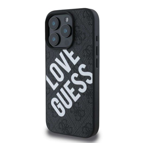 Husa Guess PU Leather 4G Big Love Logo MagSafe pentru iPhone 16 Pro, Neagra (Bakr, GUHMP16LP4PLGWK) by www.silkase.ro