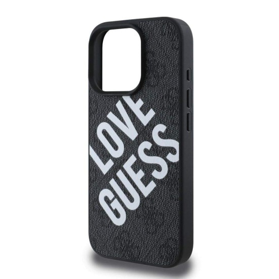 Husa Guess PU Leather 4G Big Love Logo MagSafe pentru iPhone 16 Pro, Neagra (Bakr, GUHMP16LP4PLGWK) by www.silkase.ro