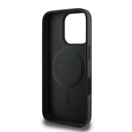 Husa Guess PU Leather 4G Big Love Logo MagSafe pentru iPhone 16 Pro, Neagra (Bakr, GUHMP16LP4PLGWK) by www.silkase.ro